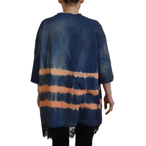 Dsquared² Blue Cotton Tie Dye Short Sleeves Lace Women's T-shirt (Pre-Owned) - Picture 3 of 5